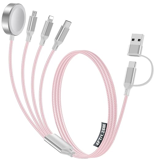 4-in-2 Charging Cable for Apple Watch Charger/Samsung/iPhone Charger, by HitfineLLC