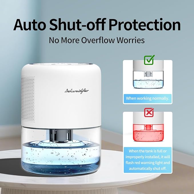 44oz Small Dehumidifier for Home, Auto-Off Quiet Portable Dehumidifier - Image 4