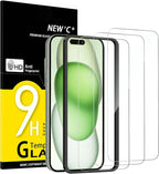 NEW'C 3 Pack Designed for iPhone 16 Plus, 15 Plus Screen Protector, Enhanced by NEWC