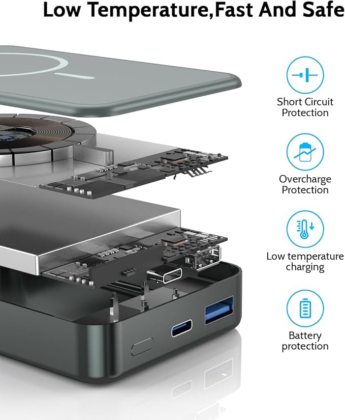 Magnetic Power Bank 26800mAh for Magsafe Portable Charger, Aluminum Alloy Large - Image 6