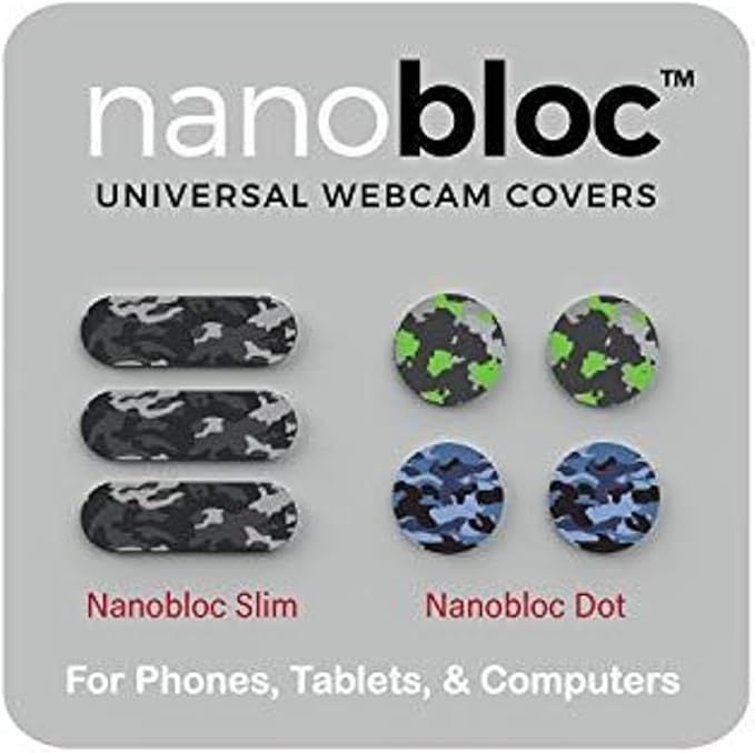 Webcam Cover - 7-Pack, Camo - Universal No-Residue Nano Suction Privacy Slider by Eyebloc