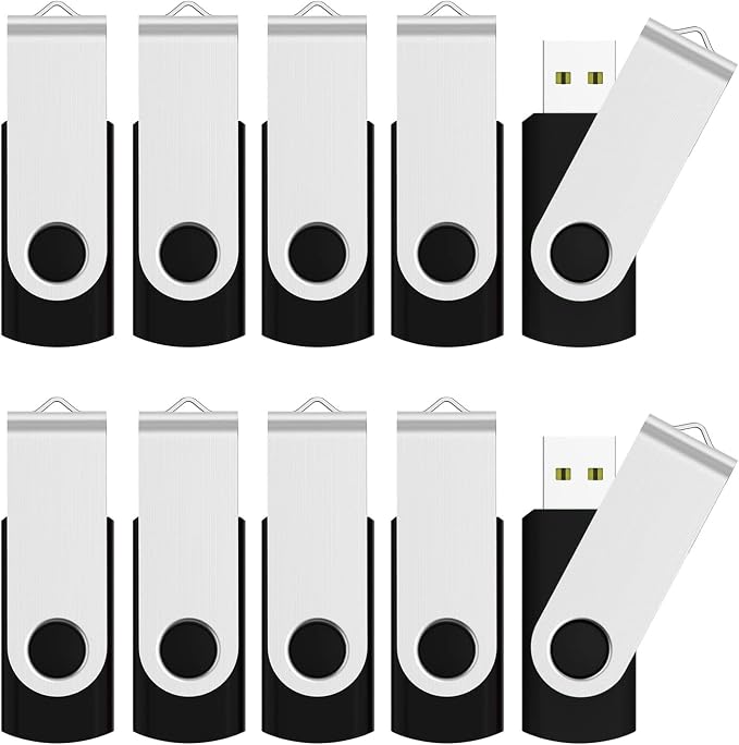 JUANWE 8GB USB Flash Drive 10 Packs, Bulk USB Sticks 2.0 Mutipack Metal Thumb by JUANWE