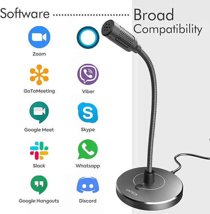 CMTECK USB Computer Microphone G009, Noise-Cancelling Recording Desktop Mic - Image 7