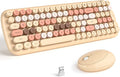 KNOWSQT Wireless Keyboard and Mouse Combo, Light Milktea 100 Keys 2.4 GHz Round by KNOWSQTKeyboardMouse