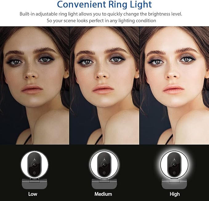 NexiGo N680E 1080P Webcam with Ring Light, Privacy Cover and Dual Microphone - Image 4