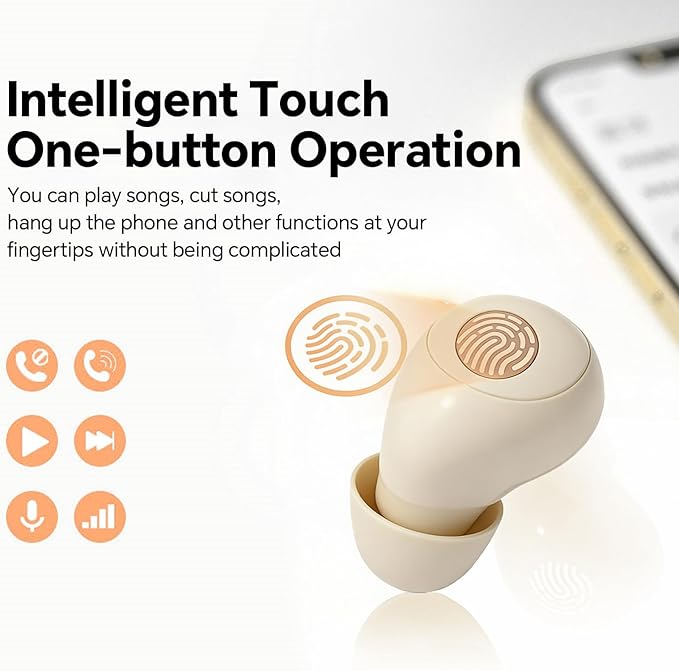 Xmenha Invisible Mini Small Earbuds Wireless Bluetooth, Skin Tone Comfortable - Image 7