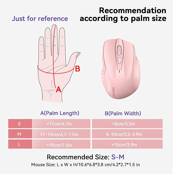 TECKNET Wireless Mouse Rechargeable 4800 DPI Silent USB A & Bluetooth Mouse 6 - Image 4