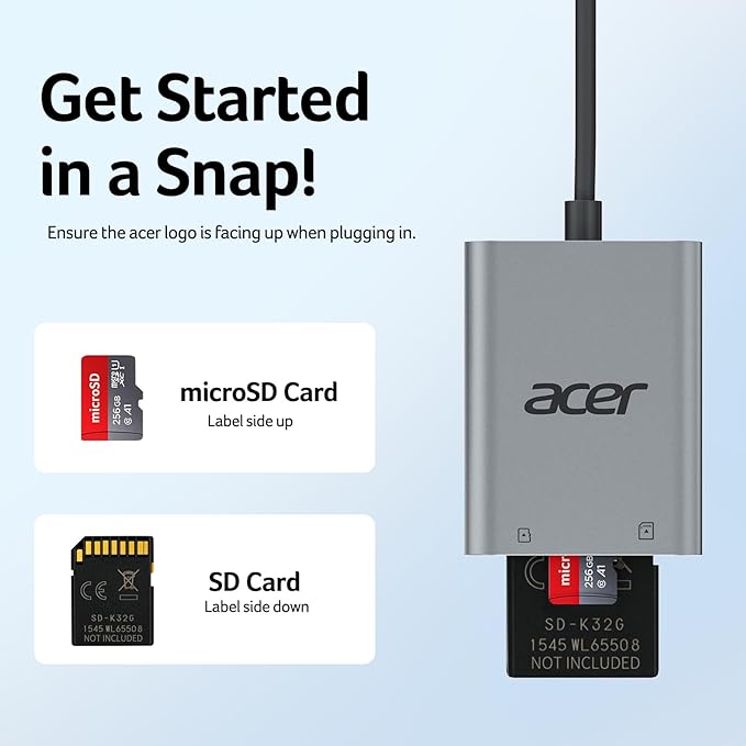 Acer SD Card Reader USB C, Dual Slots Type C to Memory Card Reader, Aluminum - Image 9