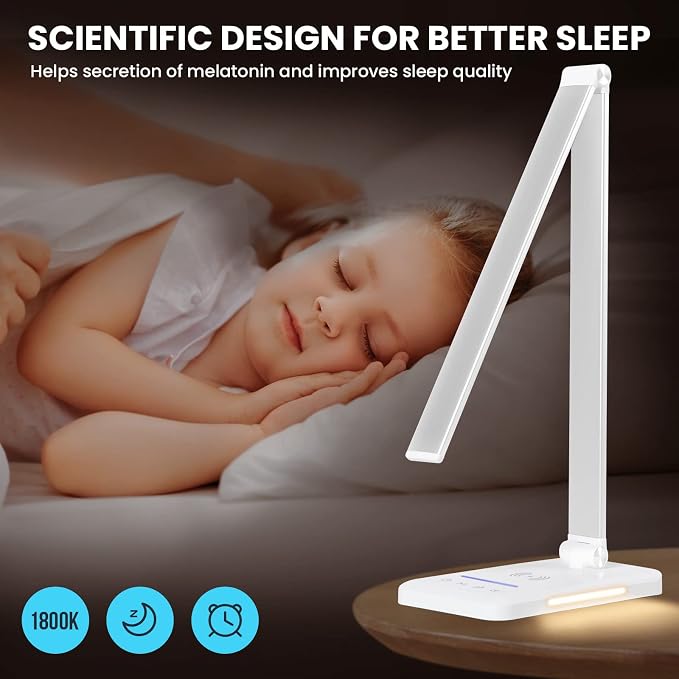 LED Desk Lamp with Night Light, Fast Wireless Charger, USB Charging Port - Image 3