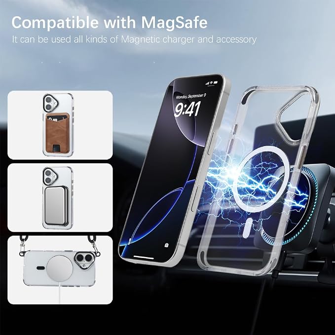 for iPhone 16 Case with 62.99 inch Lanyard, Classic Clear&Black Magnetic Phone - Image 2