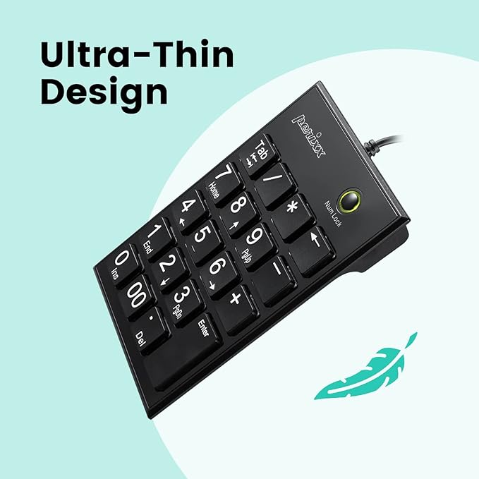 Perixx PPD-202 Wired 19 Keys Slim Numeric Keypad, Big Print Font, Silent - Image 7
