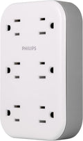 Philips EZFit 6-Outlet Surge Protector Outlet Extender, Wall Tap, Grounded by Philips