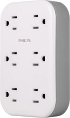 Philips EZFit 6-Outlet Surge Protector Outlet Extender, Wall Tap, Grounded by Philips
