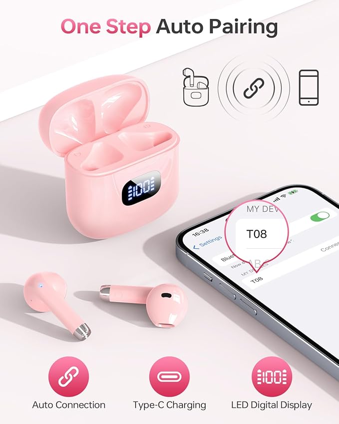 KTGEE Wireless Earbuds Bluetooth 5.3 Headphones, 40Hrs Playback Stereo Ear Buds - Image 6