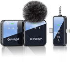PQRQP 3 in 1 Microphone for iPhone/Android/Camera, Wireless Lavalier Microphone by PQRQP