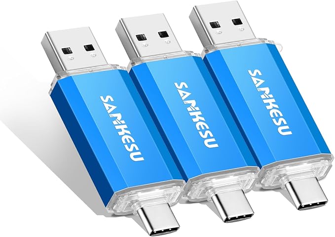 64GB 3 Pack 2-in-1 USB C Flash Drive Type-A+Type-C 3.1 Dual Drive OTG, Speed Up by SANKESU