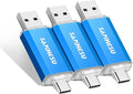 128GB 3 Pack 2-in-1 USB C Flash Drive USB-A+Type-C 3.1 Dual Drive OTG, Speed Up by SANKESU
