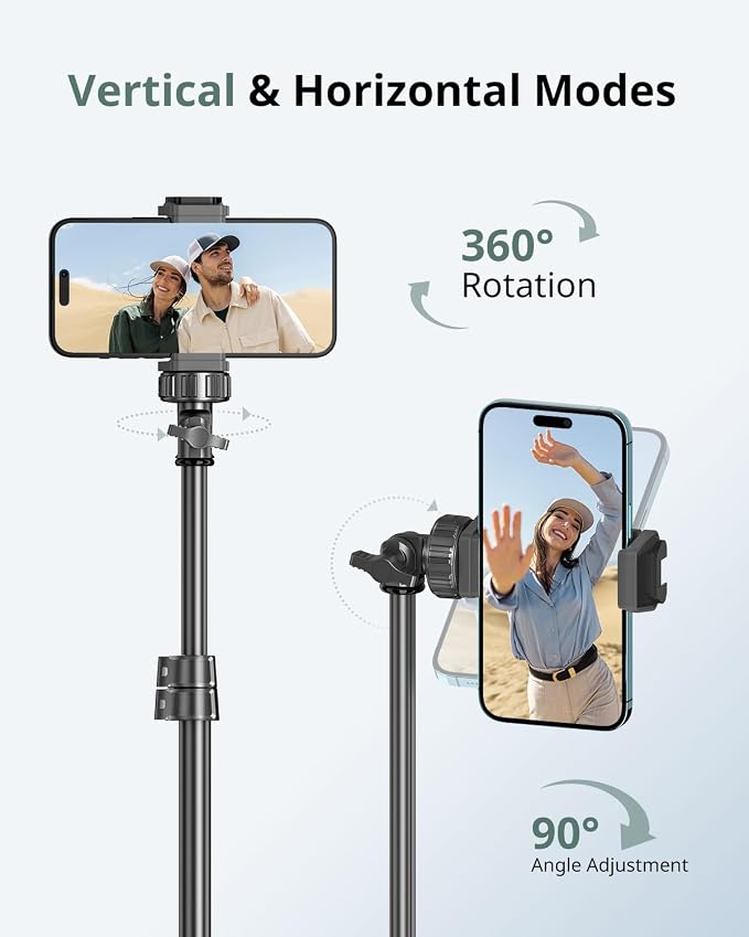 SENSYNE 62" Phone Tripod & Selfie Stick, Extendable Cell Phone Tripod Stand - Image 5