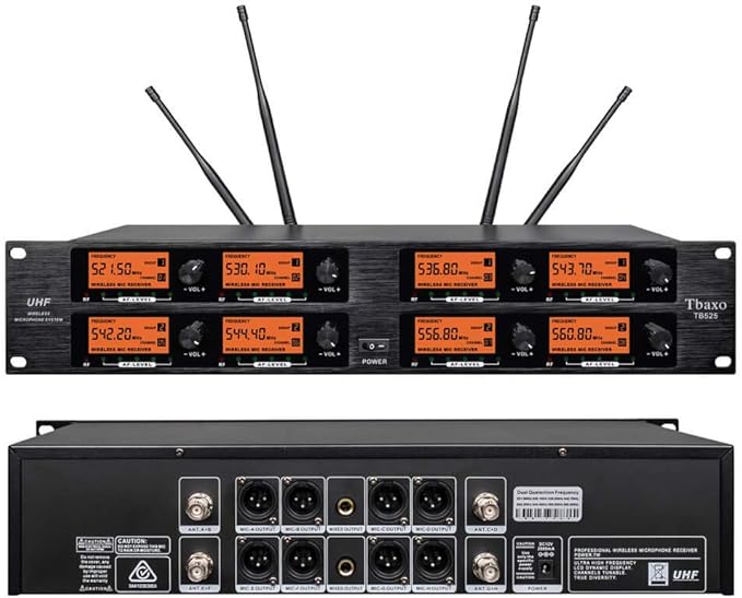 wenwen Wireless Microphone System Pro Audio 8 Channel UHF 8 Lavalier Bodypacks - Image 2