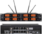 wenwen Wireless Microphone System Pro Audio 8 Channel UHF 8 Lavalier Bodypacks - Image 2