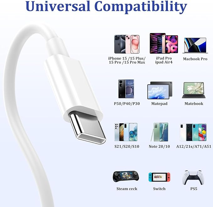 Long USB C Cable 10ft Fast Charging, - Image 5