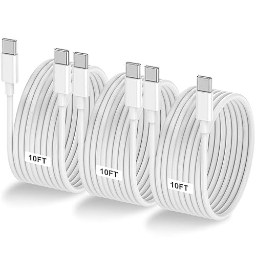 3-Pack 10FT 60W USB C to USB C Cable, Type C to Type C Cable, Fast Charging by LOFPYE