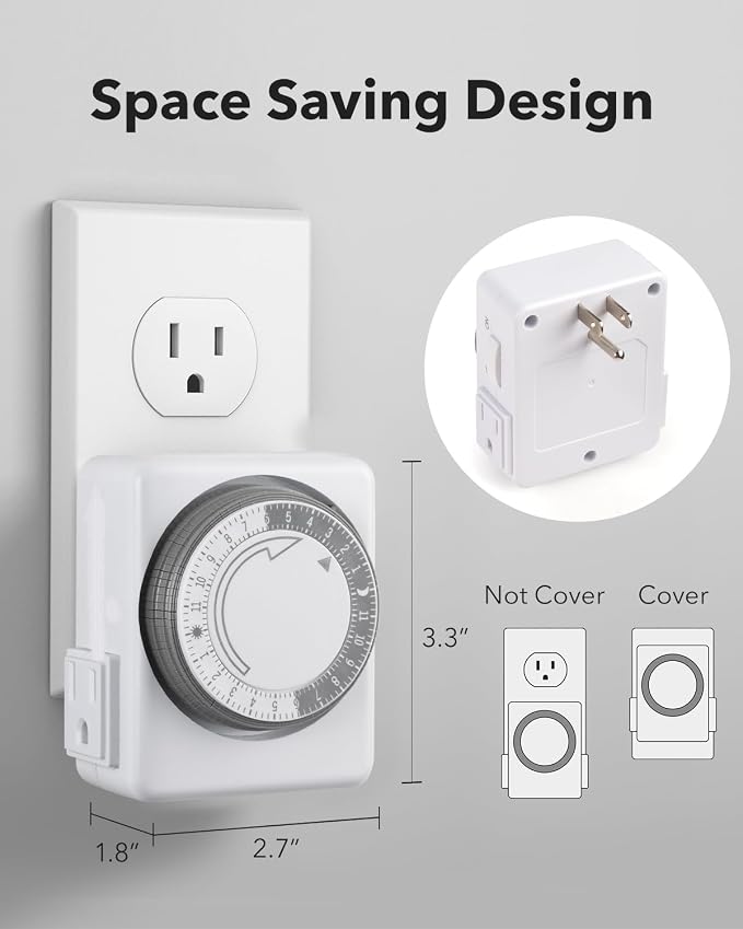 HBN Outlet Timer for Electrical Outlets Indoor, 24 Hour Mechanical Light Timers - Image 6