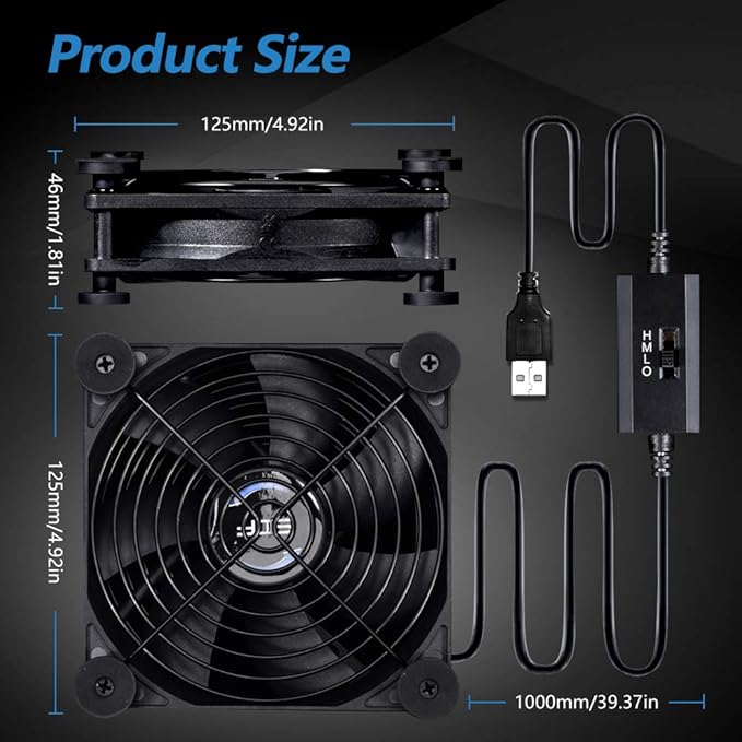 SCCCF Quiet 120mm USB Fan, 5V USB Portable Cooling Fan - Image 3