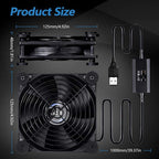 USB 120mm Quiet Fan, 5V USB Portable Cooling Fan - Image 3