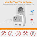 TESSAN European Travel Plug Adapter 2 Pack, US to Europe Power Adaptor - Image 5