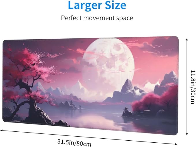 Watercolor Japanese Large Gaming Mouse Pad, Japanese Mouse Pad 31.5 x 11.8 in - Image 2