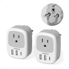 2 Pack Type E F Plug Adapter, TESSAN South Korea Outlet Adapter by TESSAN