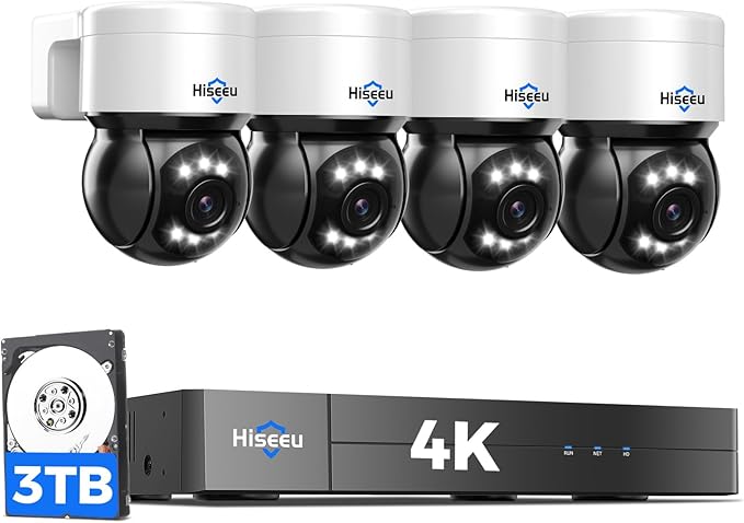 Hiseeu 4K PoE Security Camera System, CCTV Camera Security System w/4Pcs PoE by Hiseeu