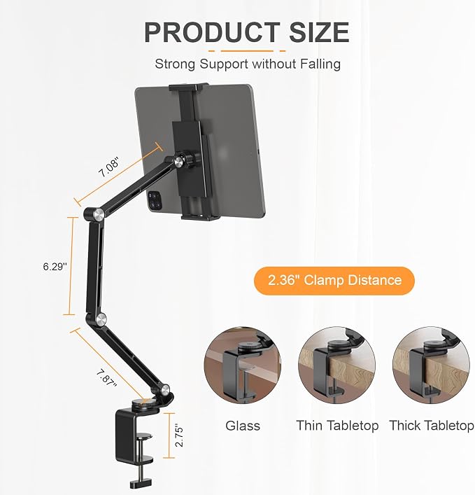 Tablet Stand Holder, Adjustable Foldable Tablet Arm iPad Desk Mount - Image 5