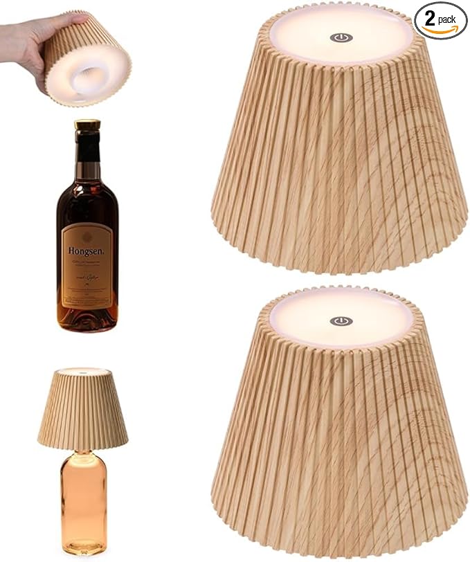 WILIT 2 Pack Wireless Bottle Lamp Shades by WILIT