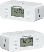 DEWENWILS 24 Hour Programmable Digital Timer Outlet, 2 Pack Timers by DEWENWILS