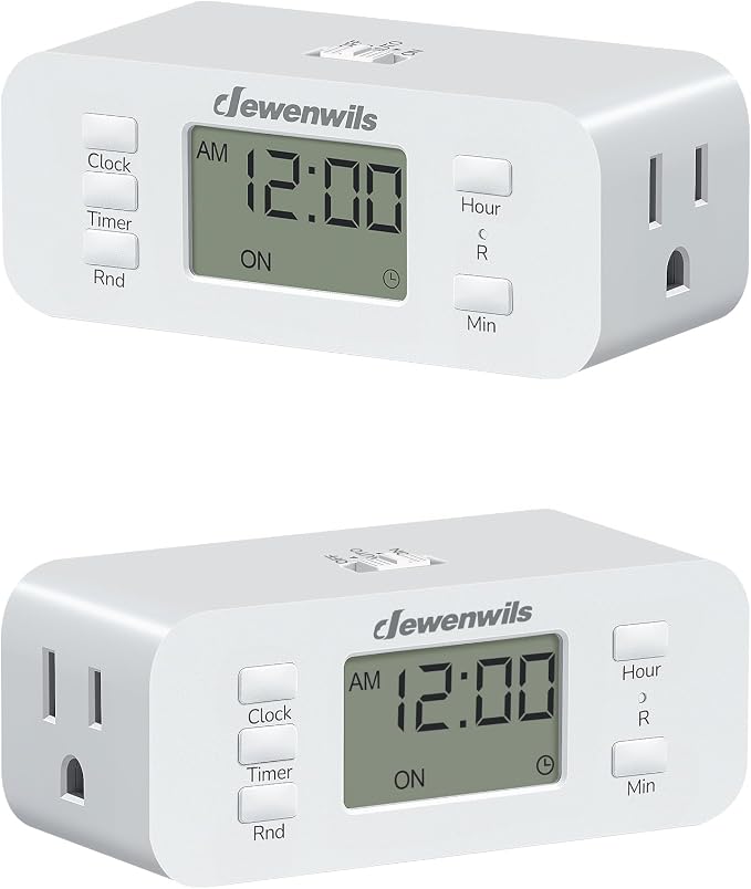 DEWENWILS 24 Hour Programmable Digital Timer Outlet, 2 Pack Timers by DEWENWILS