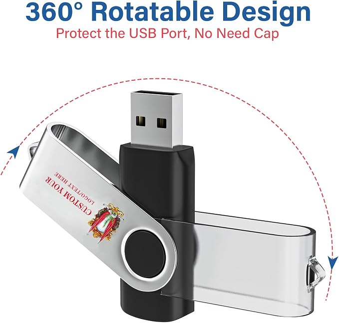 Personalized Flash Drives 1GB, Wooolken Customizable USB 2.0 Thumb Drives - Image 4