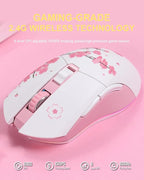 DAREU Sakura Pink Wireless Wired Gaming Mouse, Dual-Mode Rechargeable 6 - Image 5