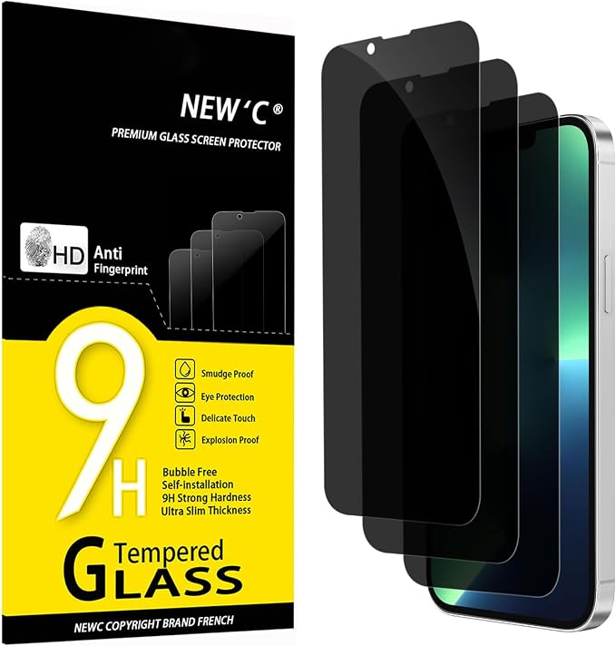 NEW'C 3 Pack Privacy for iPhone 13 Pro Max, iPhone 14 Plus Screen Protector by NEWC