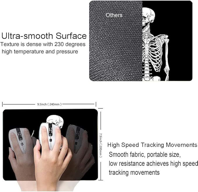 IMAYONDIA Black Human Skeleton Mouse Pad - Image 3