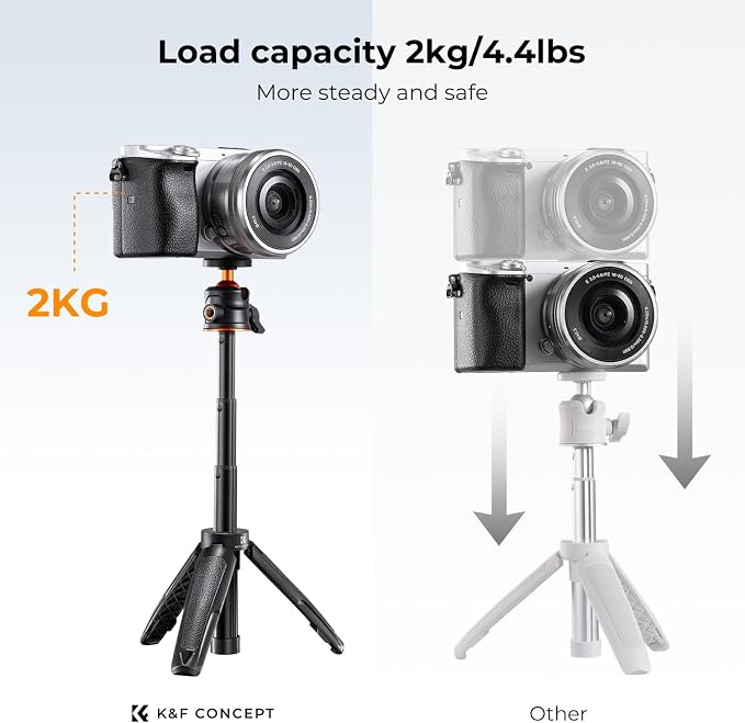K&F Concept Selfie Stick Tripod, 360 Degree Rotation Mini Phone Stand - Image 3