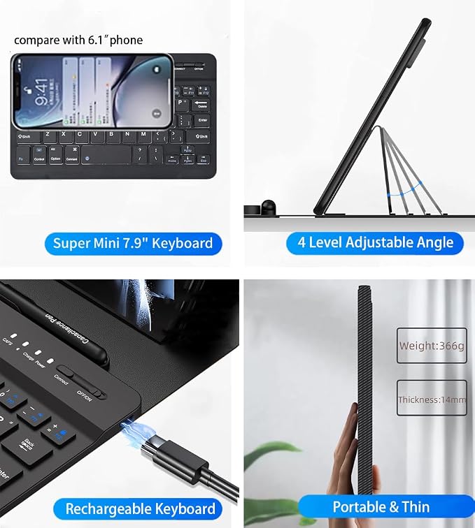 for Samsung Galaxy Z Fold 7 6 5 Keyboard and Mouse, Portable Mini 7.9 inch - Image 3