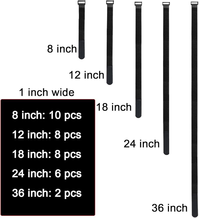 32 pcs 1-inch-wide Hook and Loop Cable Straps, Fixing and Organizing Cable Ties - Image 2