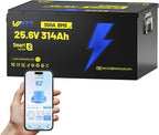 24V 314AH LiFePO4 Lithium Battery, Built-in Bluetooth 5.0 & 300A BMS, Upgrade by Wattcycle