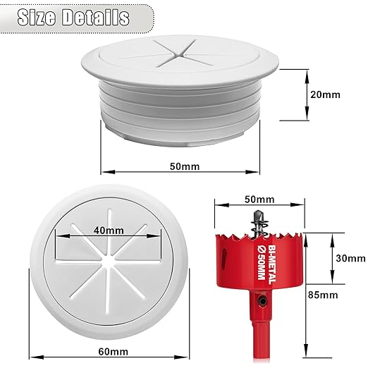 6PCS Desk Grommet, 2 Inch Cable Hole Cover - Image 3