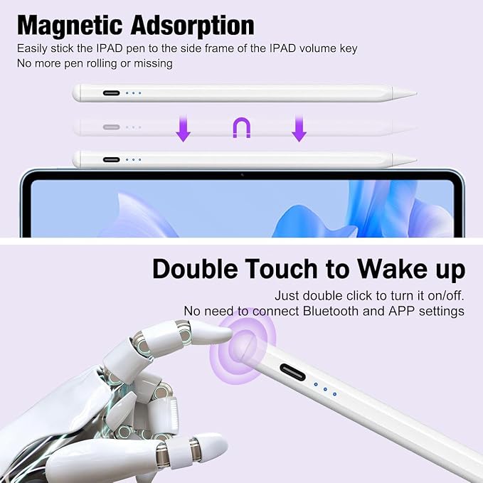 2Pack Stylus Pencil for iPad A16/11th Gen, Fast Charging Pen - Image 7