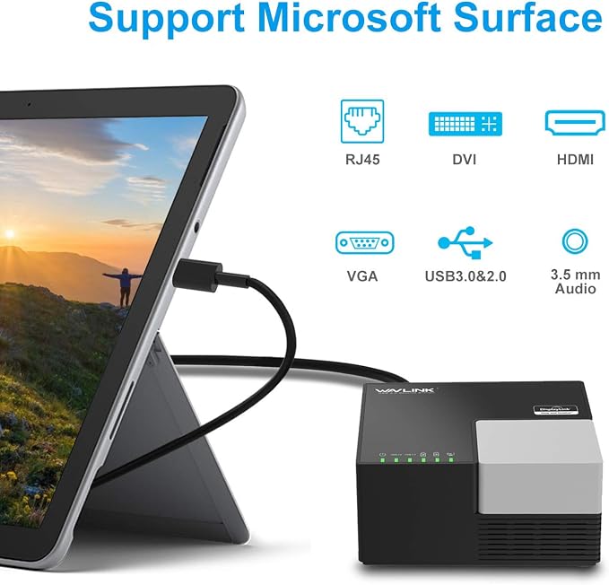 WAVLINK USB 3.0 Laptop Docking Station Dual Monitors, DisplayLink Computer Dock - Image 4