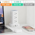 PD20W Power Strip Tower Surge Protector, 16.5FT Extension Cord, Power Strip - Image 5