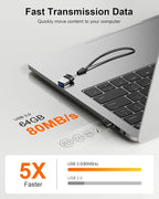 64GB USB 3.0 Flash Drive, Mini Thumb Drive Waterproof Memory Stick - Image 2